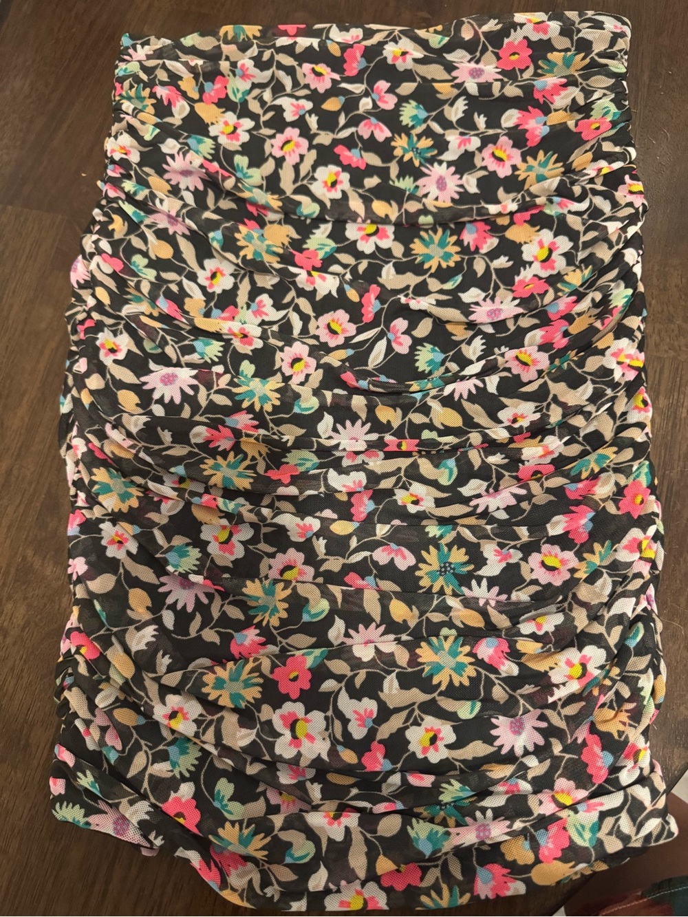 AFRM Black Mini Skirt with Multicolor Floral Print